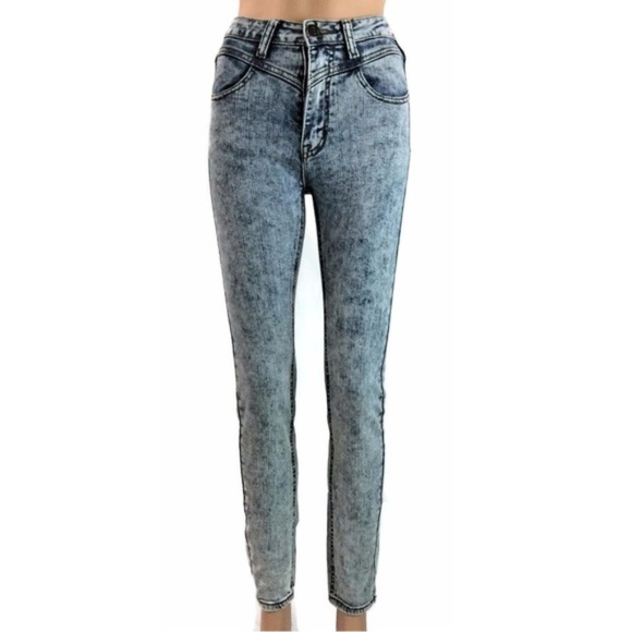 Machine Jeans Skinny High Waist Distressed Denim - Picture 1 of 5